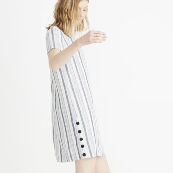 Madewell Blue and White Striped Linen Dress Sz.M - Picture 2 of 10